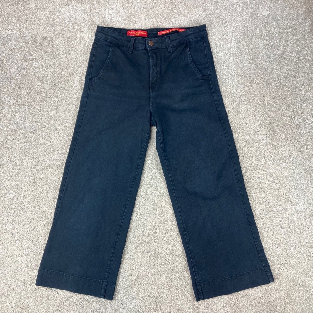 NYDJ Tummy Tuck Flare High Waisted Baggy Jeans Womens 6 Navy Blue Stretch Denim